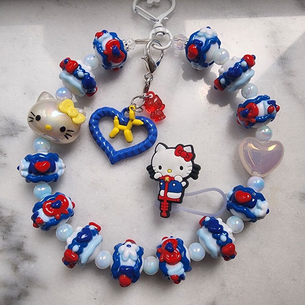 Stanley Straw Cover & Keychain, Phone Charm, Purse /Bag Clip Charm,  Hello Kitty